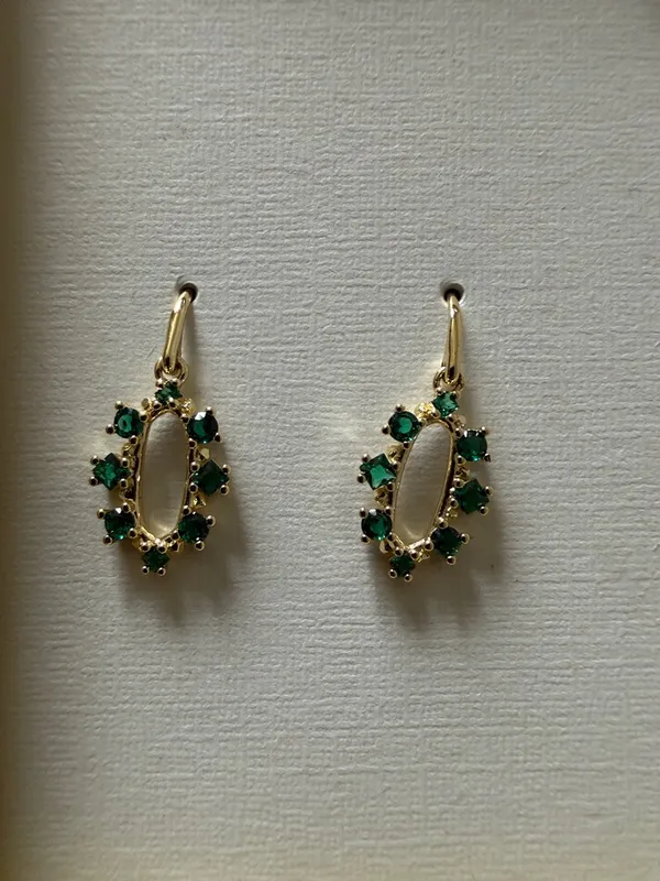 Kendra Scott Eva Gold and Emerald Crystal Necklace & Earring Coordinated Set New - Image 3