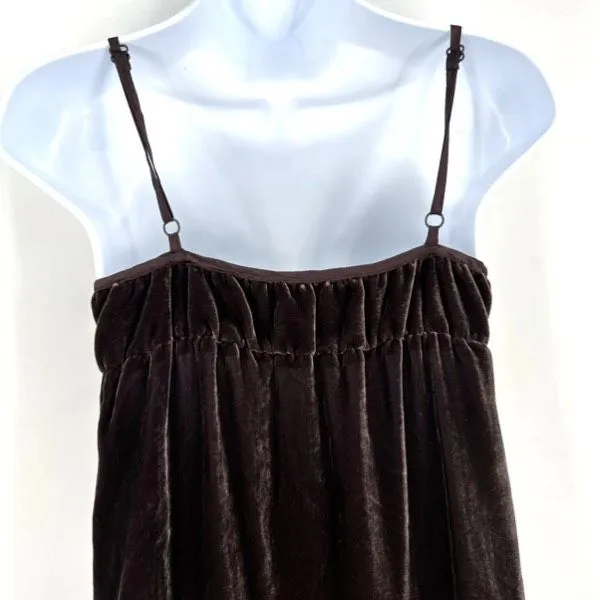Gap Y2K Velvet Silk Blend Slip Dress Sz 2 Chocolate Brown Whimigoth‎ FairyGrunge - Image 5