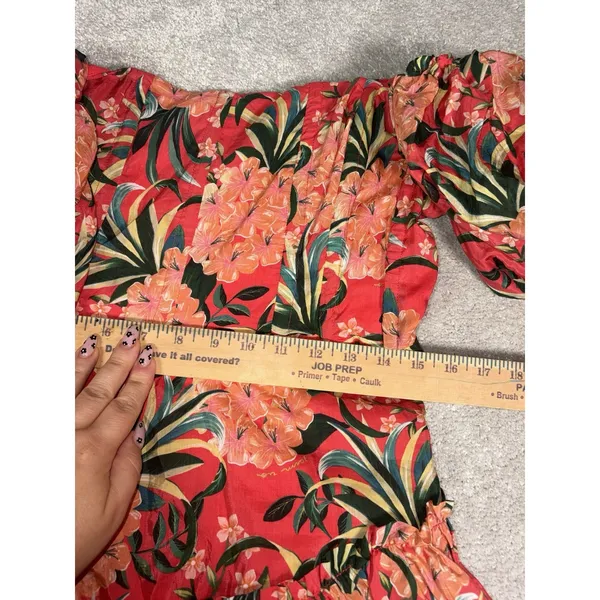 NWT farm rio pineapple bloom red Midi Dress M - Image 8