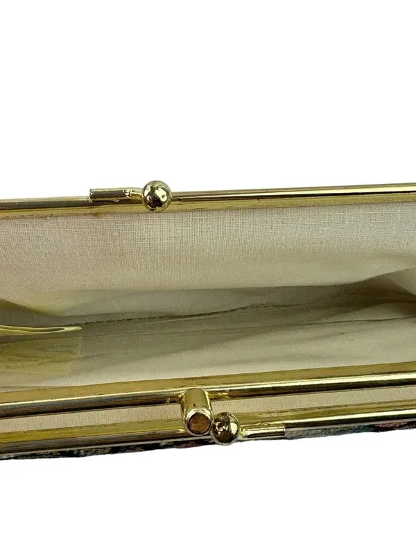 *Vintage Floral Tapestry Wallet Kisslock Bi-Fold Credit Card Check Book - Image 3