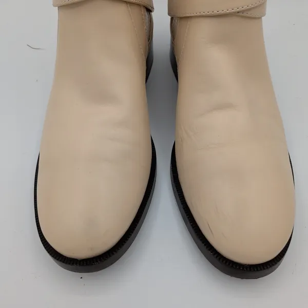 Tory Burch T Hardware Chelsea Boot Cream Leather Buckle Ankle Booties Women's 7M - Image 4
