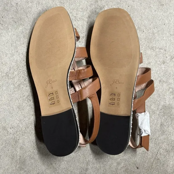 J. Crew Brown Leather Vachetta Interlocking Sandal Shoe Size 9 - Image 5