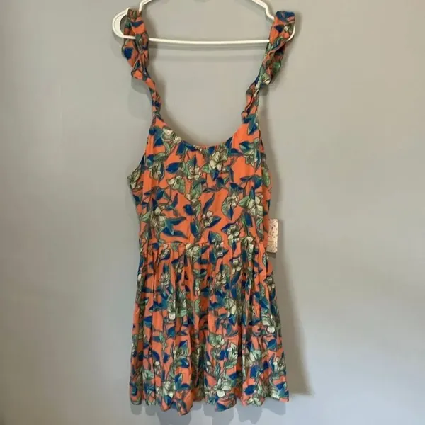 Free people Dear You Floral Mini Dress Ruffle Straps Large NEW #785 - Image 6