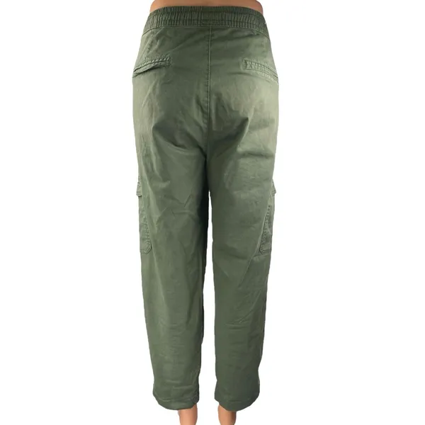 Cotton On Green Straight Leg Elastic Waist Drawstring Trousers Cargo Pants Sz 10 - Image 3