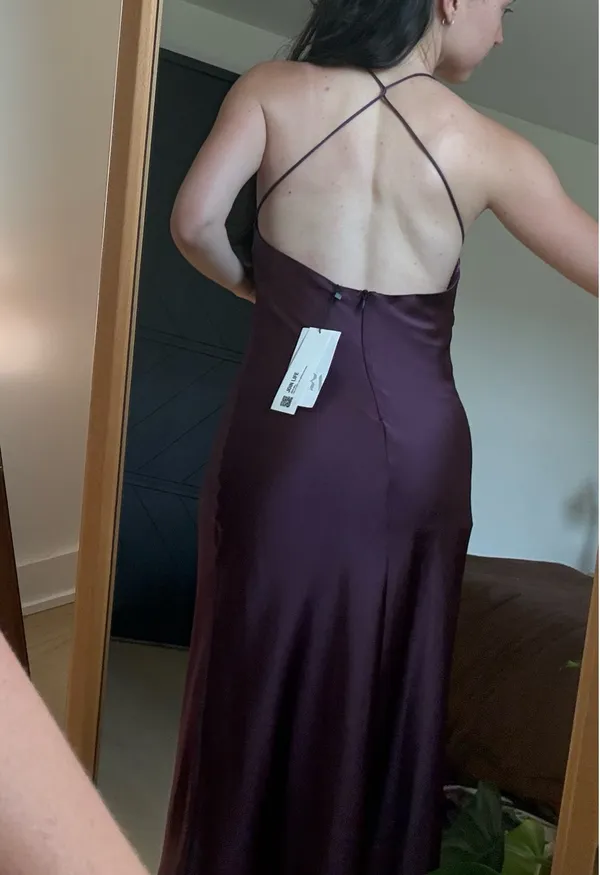 Zara Purple Satin Slip Dress Midi - Image 3