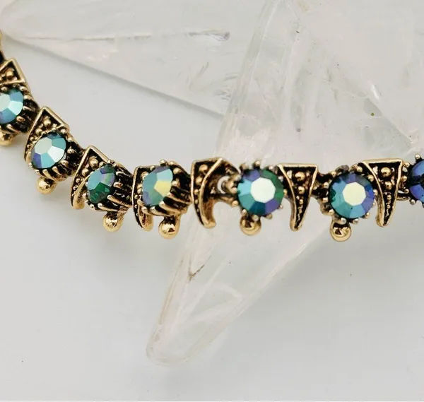 Vintage Blue/Green Borealis Crystal Rhinestone Dainty Necklace - Image 7