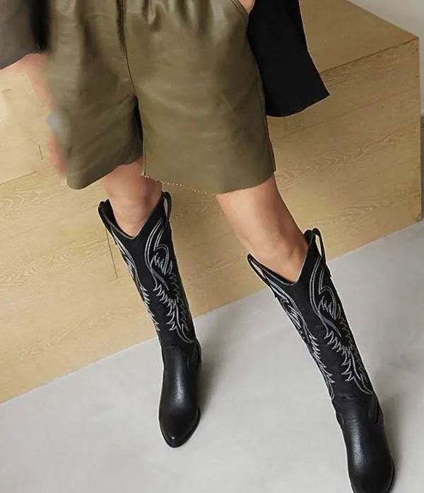 Princess Polly Black Cowboy Boots - Image 3