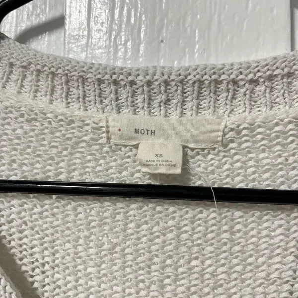 Moth Anthropologie White Oversized crochet white sweater size XS - Image 4