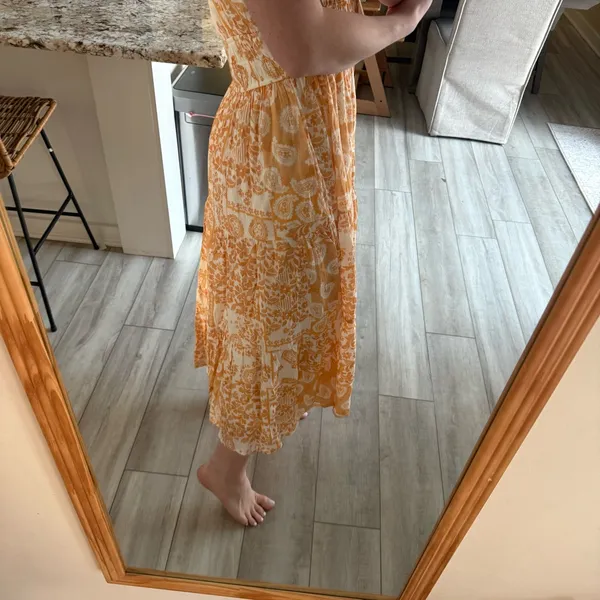 Trixxi Orange Cream Smocked Midi Dress Size XL - Image 3