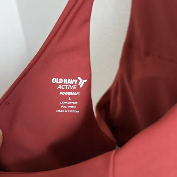 Old Navy PowerSoft Long Cherry Birch Sports Bra Light Support Large - Image 5