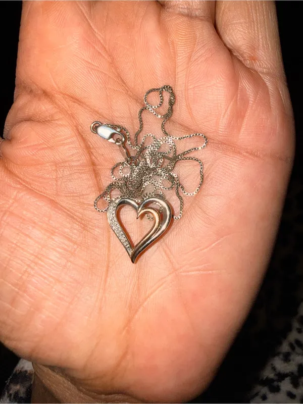 Vintage Designer JWBR Diamond Heart 10K Gold Sterling Silver Chain Necklace - Image 6
