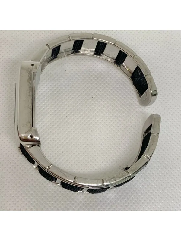 Geneva silver black tone women’s watch 20mm quartz cuff bracelet size 7” running - Image 8