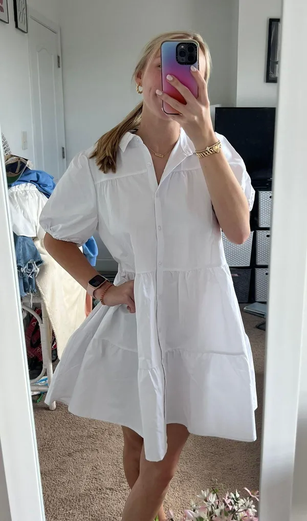 Revolve White Puff Sleeve dress - Image 2