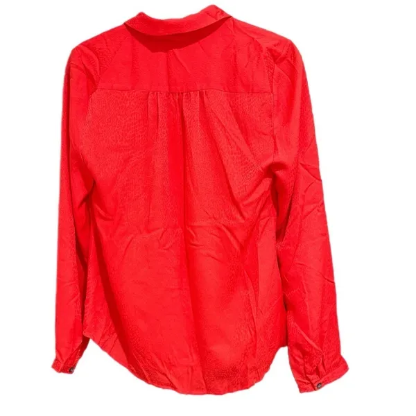 ANN TAYLOR Crimson Red Women’s Blouse Button Up Top Long Sleeve Sz 6 MSRP $98 - Image 4