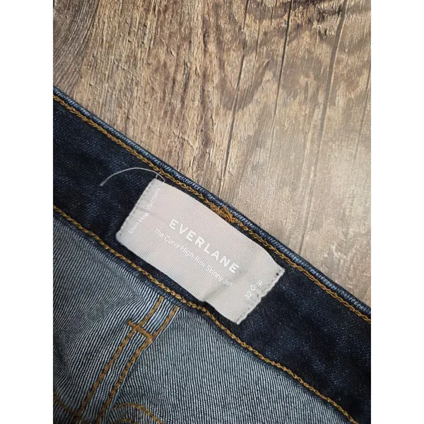 Everlane Curvy High Rise Skinny Stretch Denim Jeans Dark Wash 32 Crop - Image 2