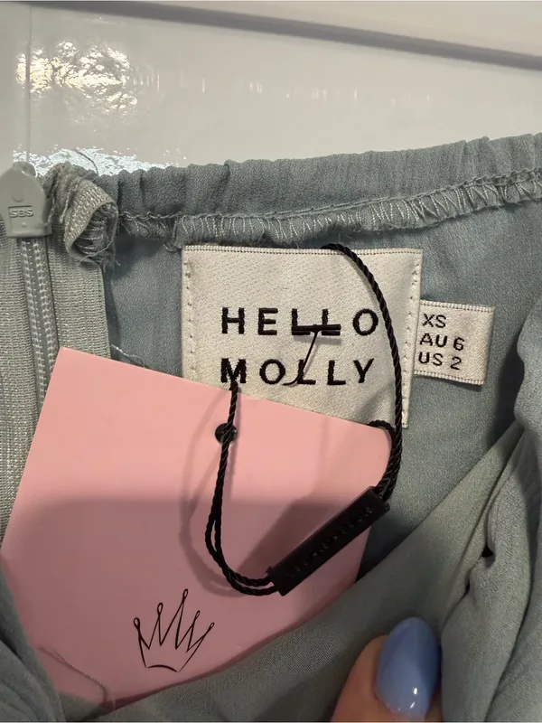 Off-Shoulder NWT Hello Molly Sage Green Ruched Mini Dress‎ - Image 3
