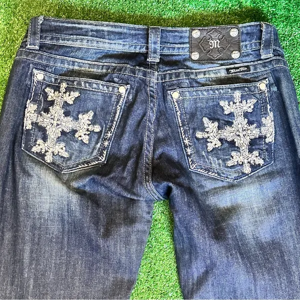 Miss Me Distressed Acid Wash Dark Bootcut Jeans - Image 5