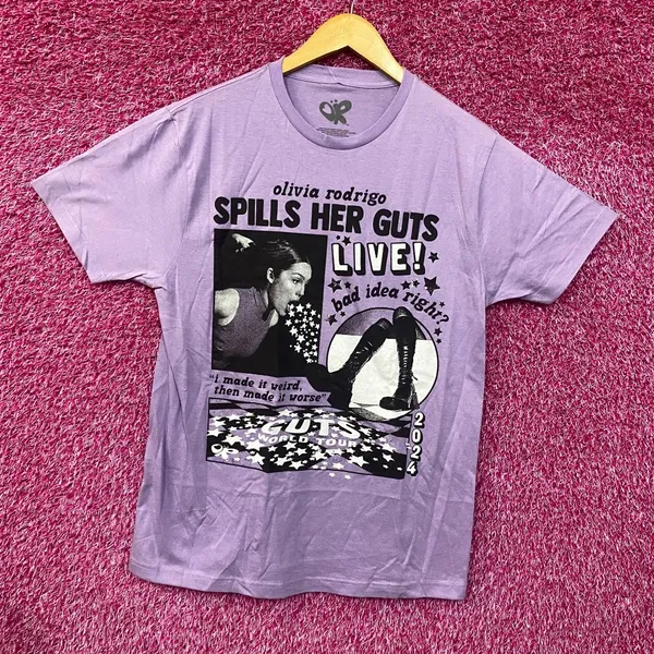 Olivia Rodrigo Spills Her Guts Live Purple T-Shirt L - Image 3