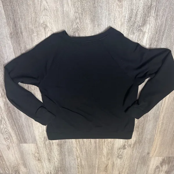 Quince SuperSoft Fleece Crew Black Raglan Sweatshirt Womens Small - Image 4