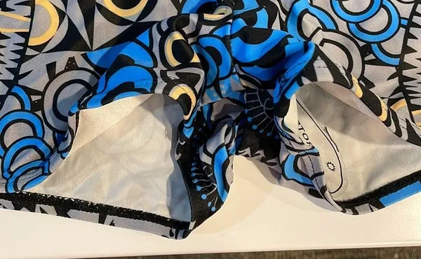 1 piece blue design swimsuit with connected swim shorts - Image 4