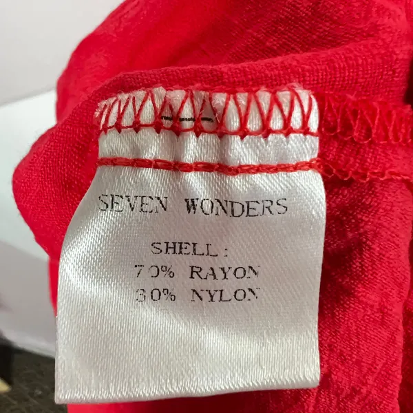 Seven Wonders‎ Red Smocked Midi Dress Womens Medium Pockets Beach Vacation - Image 5
