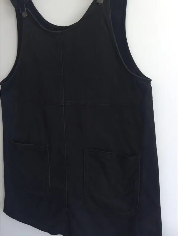 Monki Black Cotton NWOT Overall Mini Dress Pinafore Adjustable Strap Size M - Image 7