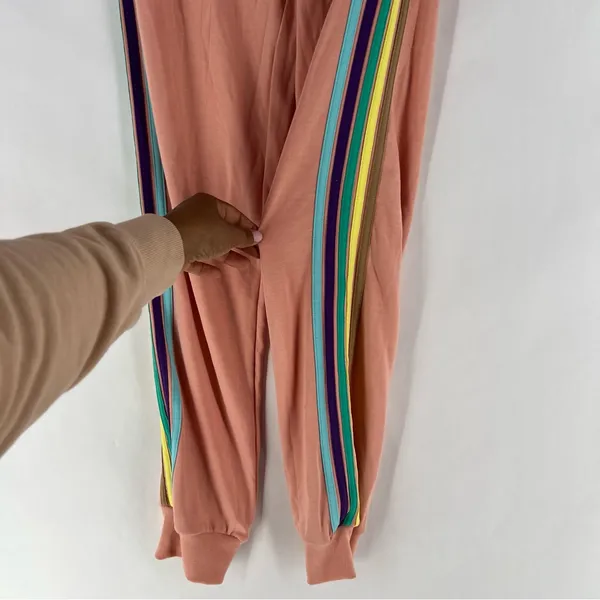 Electric Yoga Sundrop Jogger Pants‎ Womens Size S Pink Rainbow Side Stripes - Image 5