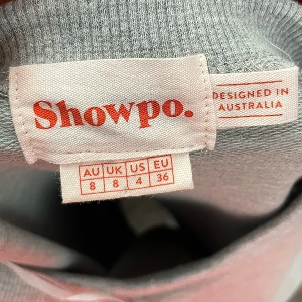 Showpo. Crew Neck Cropped‎ Stripe Pullover in Grey Size 4 - Image 3