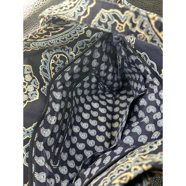 Vera Bradley Blue Bayou Paisley Quilted Cotton Shoulder‎ Bag Tote Navy Blue - Image 6