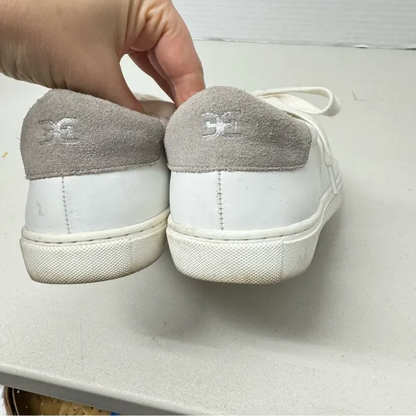 Sam Edelman White Leather Lace Up Sneakers Womens 8.5 Comfort Shoes Classic - Image 7