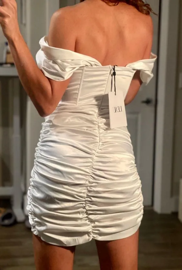 LEAU Satin Draped Dress - Image 2