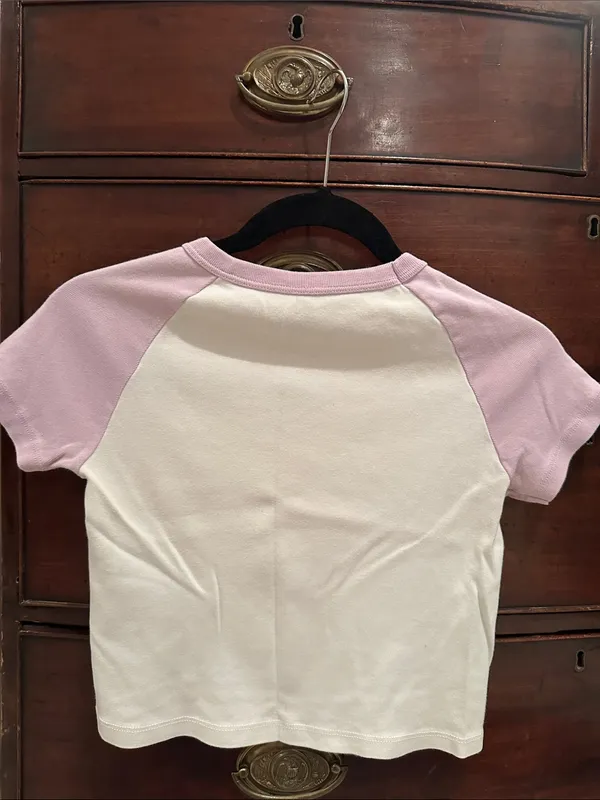 Brandy Melville White and Pink Tee - Image 3
