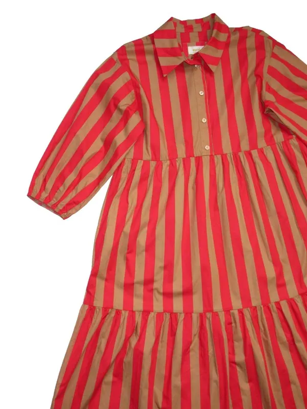 NWT Anthropologie Maeve Bettina in Red Honey Stripe Cotton Shirt Dress M Petite - Image 5