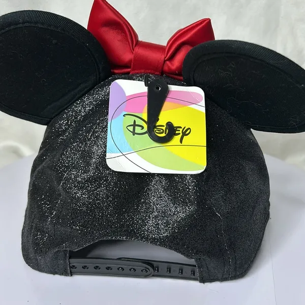 Disney Minnie Mouse Signature Glitter Cap 3D Ears and Bow Black Adult Size.NWT - Image 4