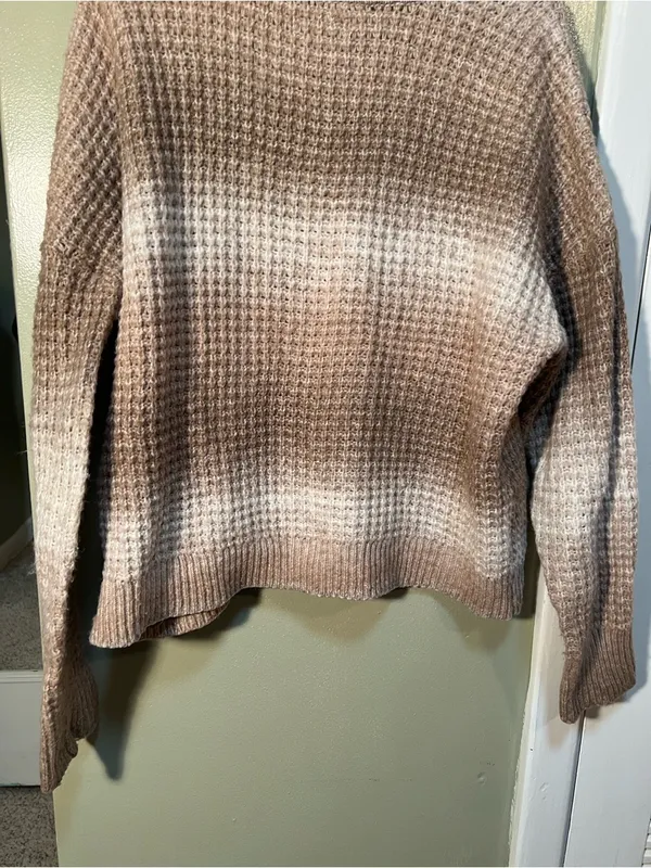 Sonoma Women's Size XL Cozy Yarn Button Front Cardigan Sweater Brown Beige White - Image 8