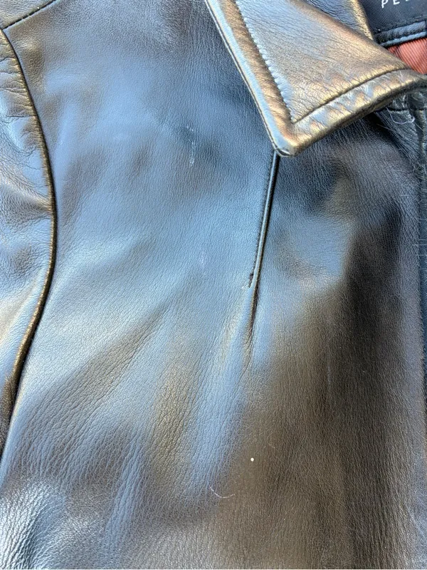 Wilsons Leather Mid length black 100% leather belted jacket removable lining Lg - Image 4