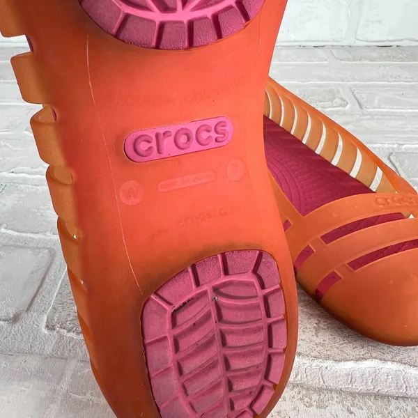 Crocs Adrina II Women 7 Orange Jelly Flats Sandals Casual Summer Vacation Travel - Image 13