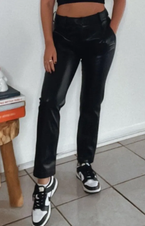 Zara Black Leather Pants - Image 8