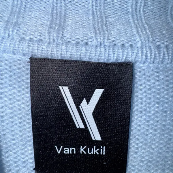 Van Kukil Light Blue Mock Neck Cashmere Sweater Medium‎ - Image 3