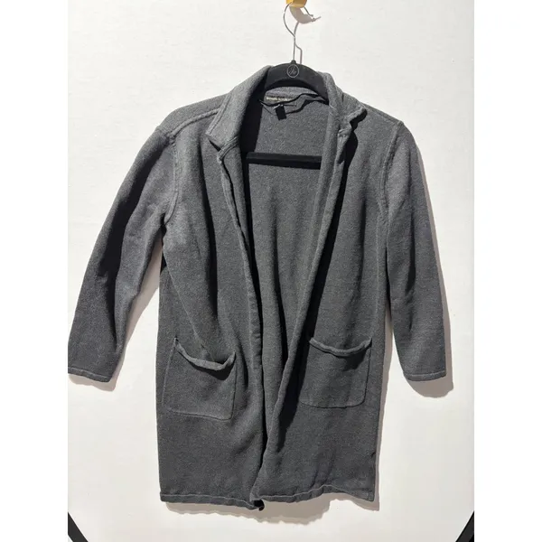 Banana Republic Knit Blazer Cardigan Dark Gray Pockets Women's Petite Small‎ - Image 3