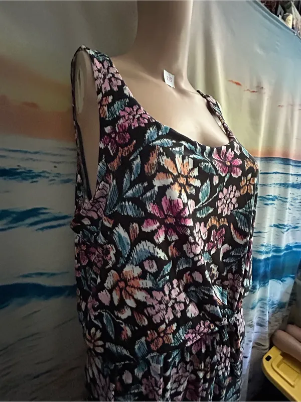 Emily Daniels Women’s Floral Maxi Sundress in Black Pink & Teal Flowers LG - Image 5