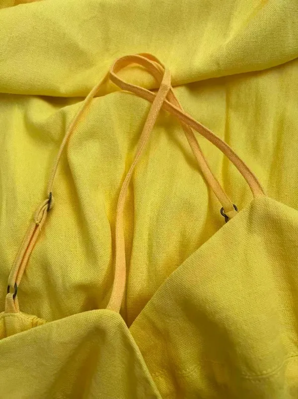 NWD Farm Rio Linen Blend Yellow Sleeveless Midi Dress Size M - Image 12