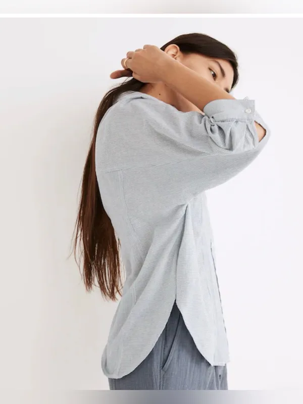 Madewell Wellesley Oversized Seamed Shirt in Stripe SIZE M - Image 4