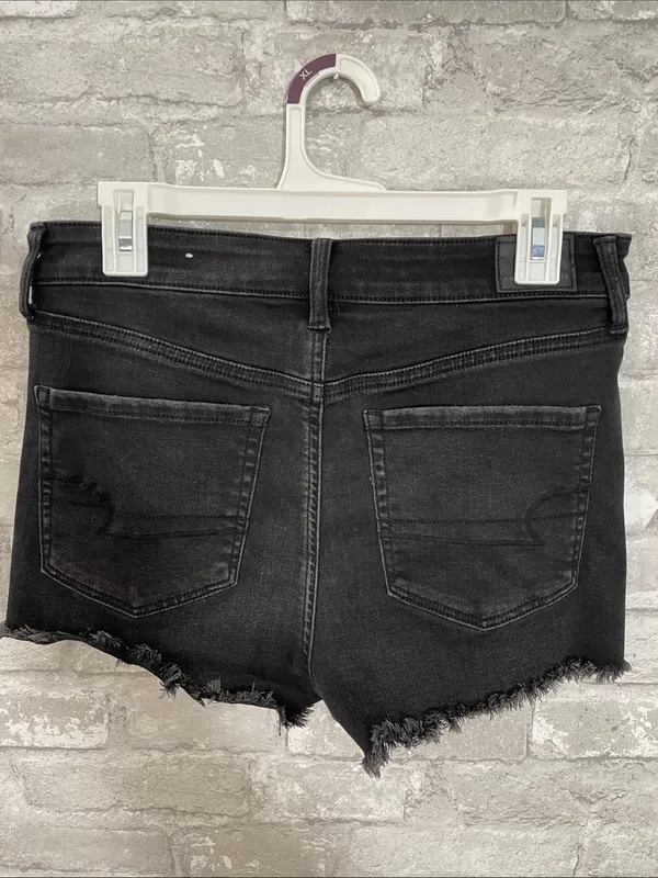 American Eagle Outfitters Black Distressed Hi-Rise Shortie - Image 2
