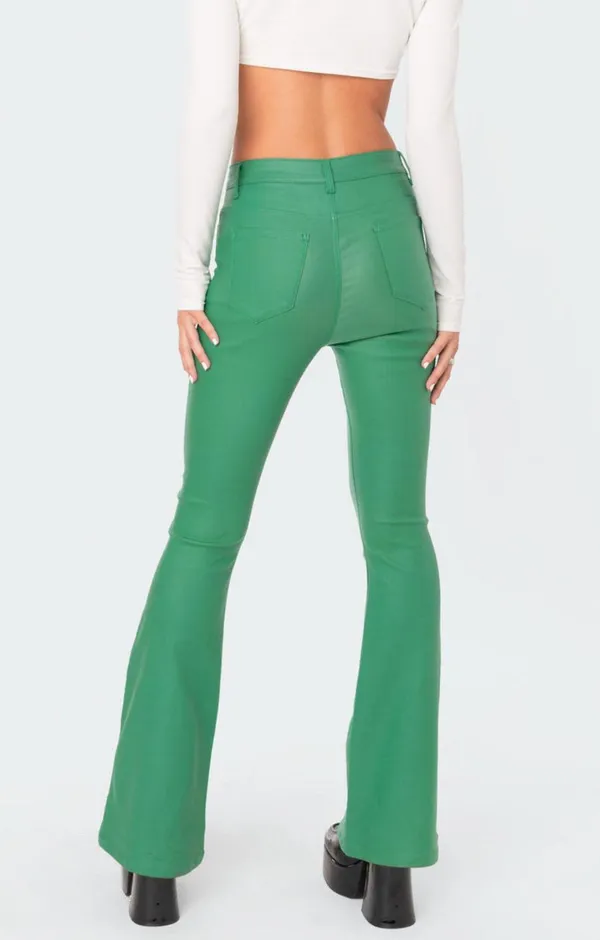 Faux Leather Flare Jeans Edikted - Image 3