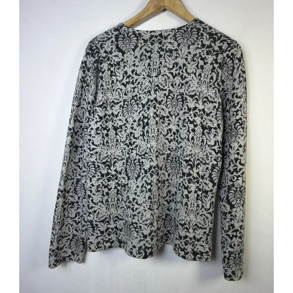 Charter Club 2 Ply 100% Cashmere Grey Floral Sweater xl quiet luxury designer - Image 5
