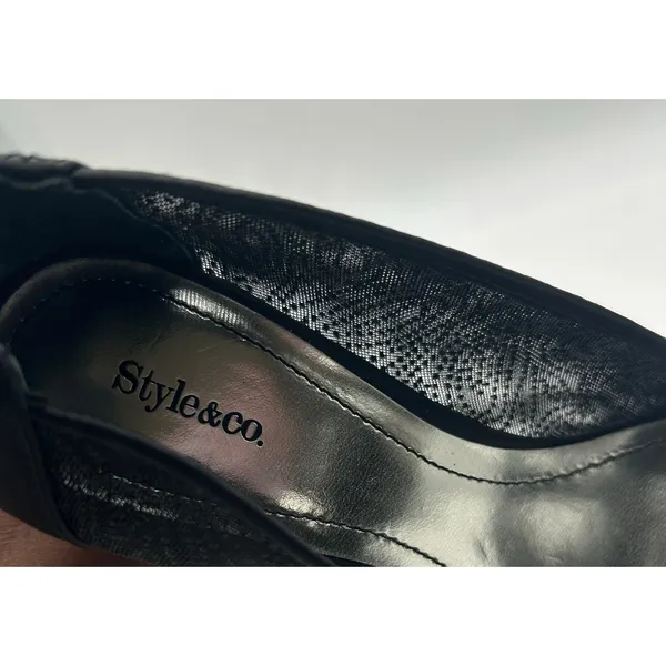 Style & Co Naveah Black Glitter Mesh Peep Toe Heels Party Sparkly Women 6.5‎ - Image 5