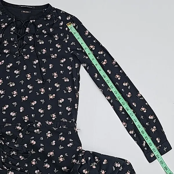 Scotch & Soda Maison Scotch‎ Women's Floral Maxi Dress Black Long Sleeve Size 1 / Small - Image 8