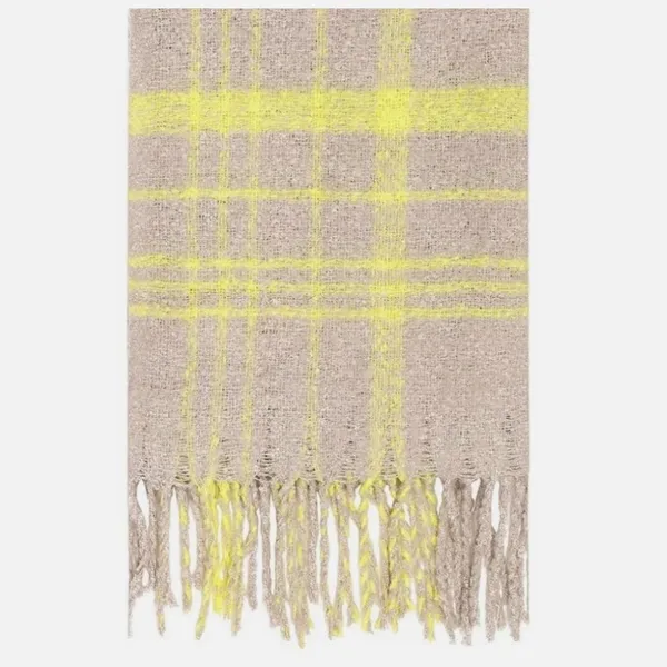 Free People Prep Brushed Plaid Blanket Scarf One Size / Sand Combo - Image 3