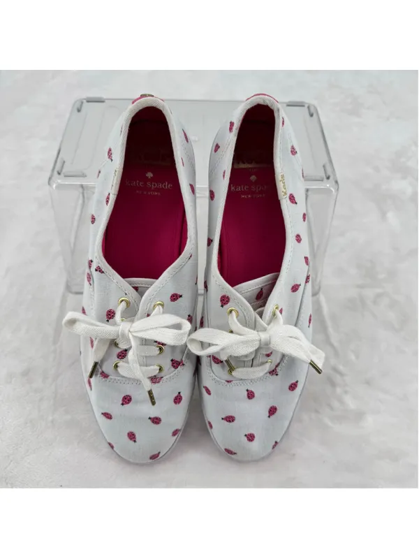 Kate Spade X Keds Ladybug Sneakers White Pink Gold Whimsical Bug Bling Size 8 - Image 2